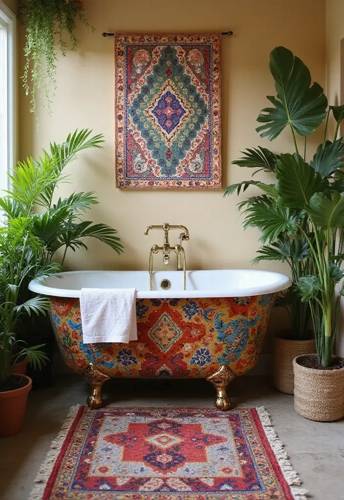 25 Bohemian Bathroom Decor Ideas That Wow Guests - 10. Colorful Bathtubs