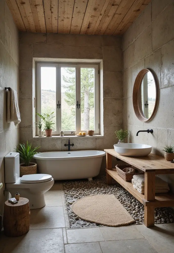 25 Bohemian Bathroom Decor Ideas That Wow Guests - 12. Outdoor Elements