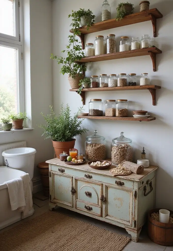25 Bohemian Bathroom Decor Ideas That Wow Guests - 14. Vintage Storage Solutions