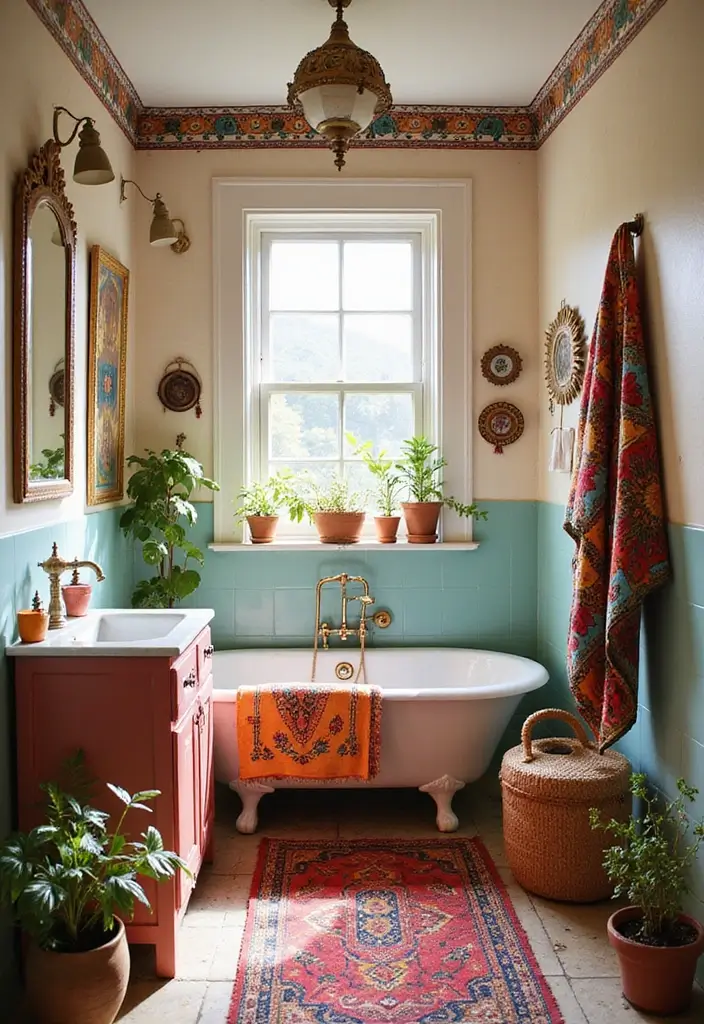 25 Bohemian Bathroom Decor Ideas That Wow Guests - 15. Colorful Accents