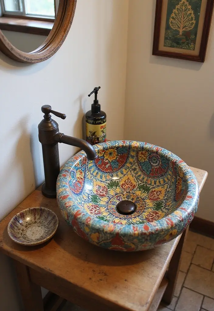 25 Bohemian Bathroom Decor Ideas That Wow Guests - 21. Unique Sink Designs