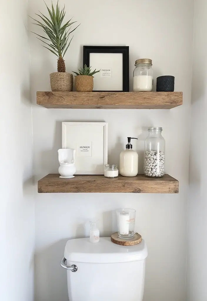 25 Bohemian Bathroom Decor Ideas That Wow Guests - 22. DIY Wall Shelves