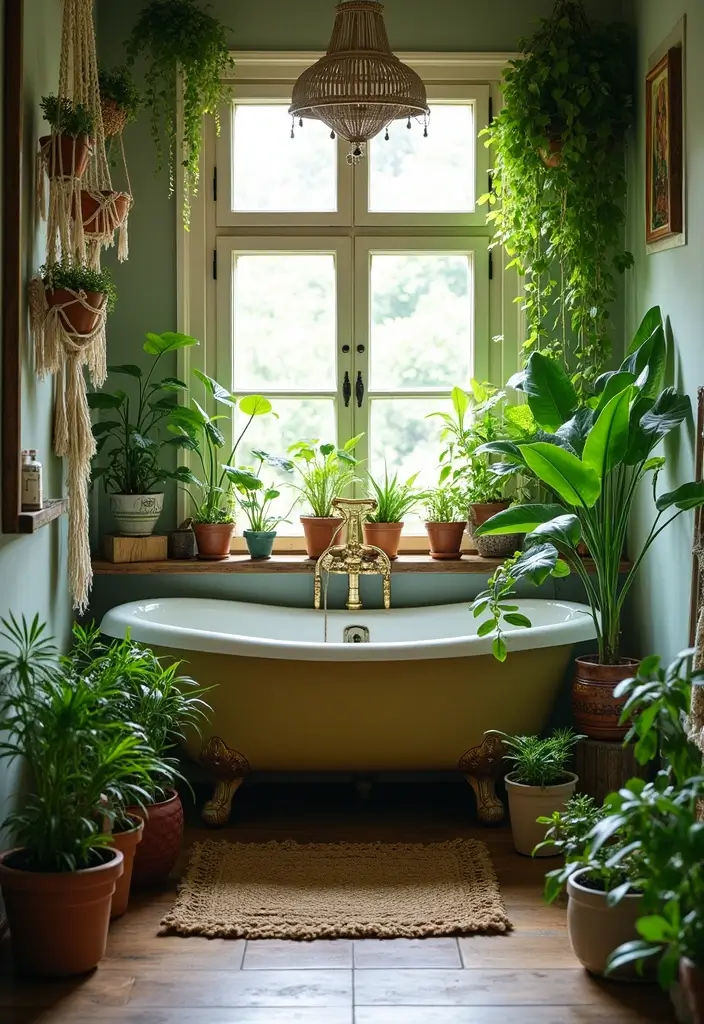 25 Bohemian Bathroom Decor Ideas That Wow Guests - 3. Lush Greenery