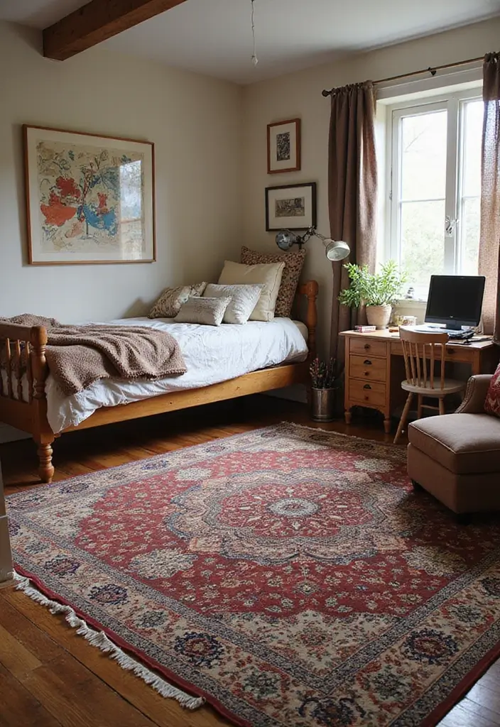 25 Bohemian Dorm Room Ideas Perfect for Small Spaces 1 25 Bohemian Dorm Room Ideas Perfect for Small Spaces - 1. Layered Rugs for Warmth