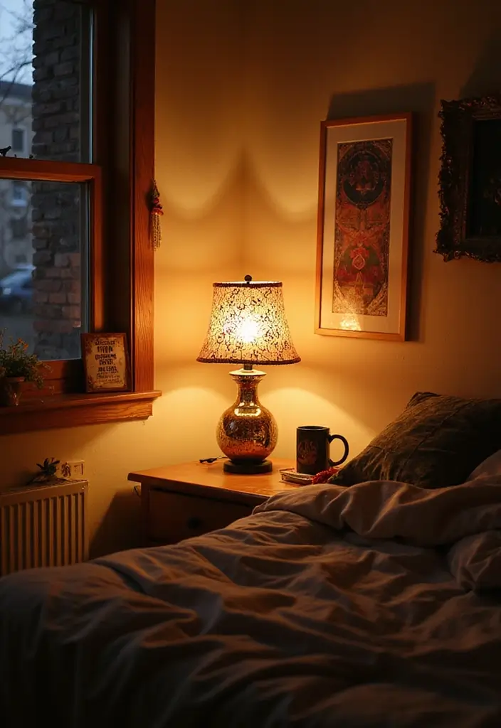 25 Bohemian Dorm Room Ideas Perfect for Small Spaces 17 25 Bohemian Dorm Room Ideas Perfect for Small Spaces - 17. Soft Lighting with Lamps