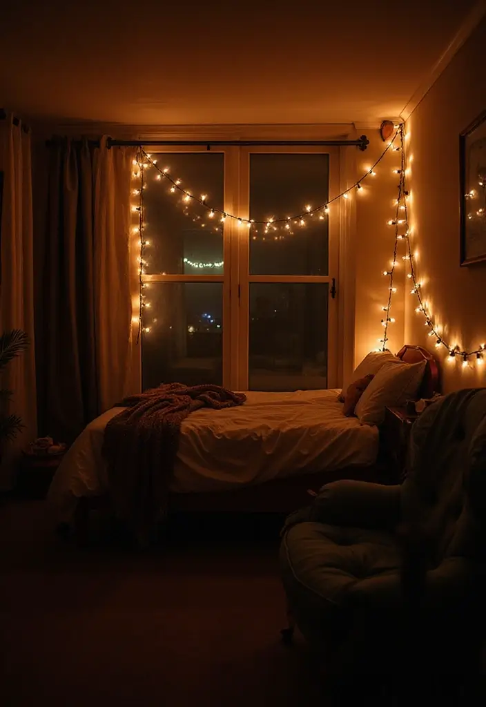 25 Bohemian Dorm Room Ideas Perfect for Small Spaces 4 25 Bohemian Dorm Room Ideas Perfect for Small Spaces - 4. Cozy String Lights