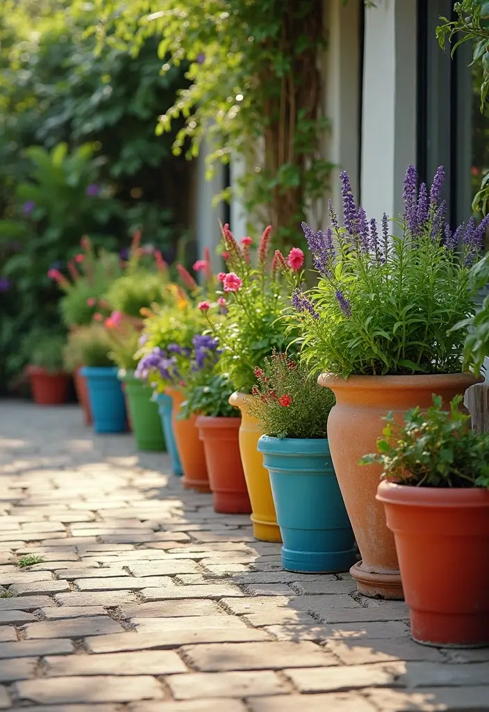 25 Bohemian Patio Decor Ideas for a Relaxed Outdoor Space 10 25 Bohemian Patio Decor Ideas for a Relaxed Outdoor Space - 10. Color-Coordinated Planters
