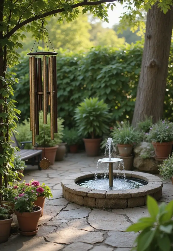 25 Bohemian Patio Decor Ideas for a Relaxed Outdoor Space 24 25 Bohemian Patio Decor Ideas for a Relaxed Outdoor Space - 24. Incorporate Sound Elements