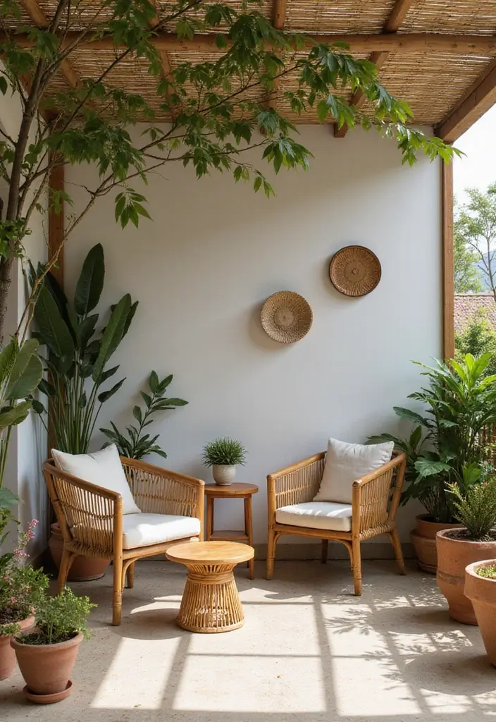 25 Bohemian Patio Decor Ideas for a Relaxed Outdoor Space 8 25 Bohemian Patio Decor Ideas for a Relaxed Outdoor Space - 8. Natural Decor Elements