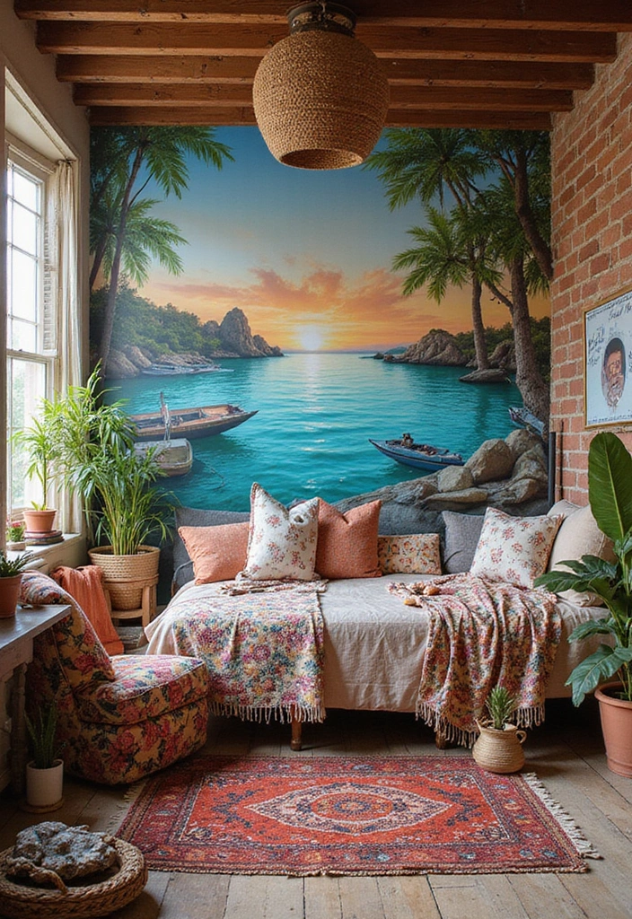 25 Bohemian Room Decor Ideas That Instantly Upgrade Your Space - 17. Artistic Wall Murals
