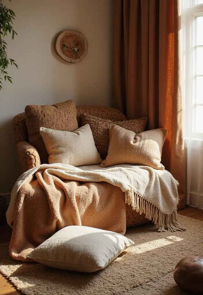 25 Bohemian Room Decor Ideas That Instantly Upgrade Your Space - 3. Earthy Toned Textiles