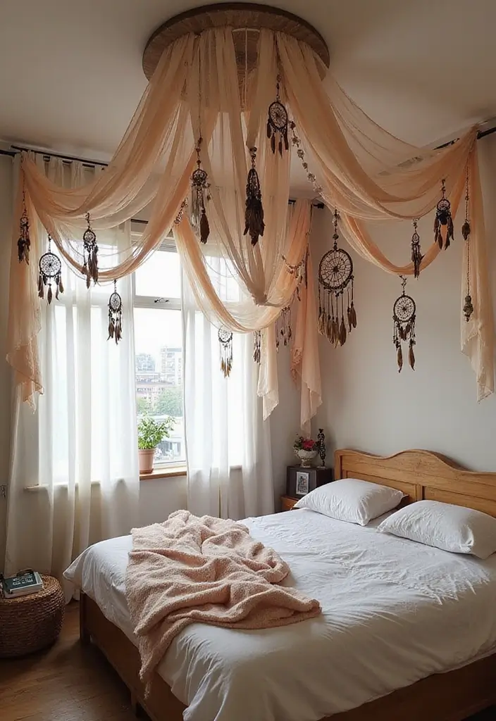 25 Bohemian Slaapkamer Ideas You’ll Want to Copy 18 25 Bohemian Slaapkamer Ideas You’ll Want to Copy - 18. Intriguing Ceiling Decor