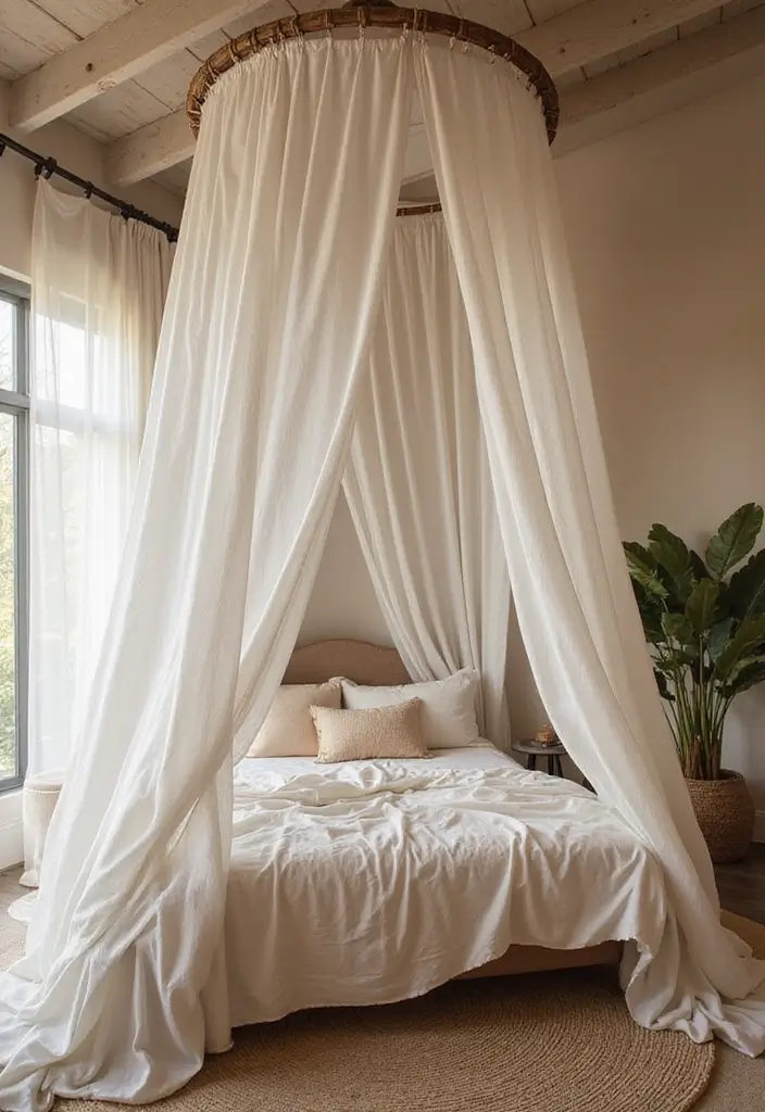 25 Bohemian Slaapkamer Ideas You’ll Want to Copy 24 25 Bohemian Slaapkamer Ideas You’ll Want to Copy - 24. Elegant Canopy Drapes