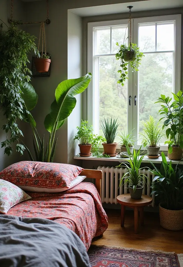 25 Bohemian Slaapkamer Ideas You’ll Want to Copy 3 25 Bohemian Slaapkamer Ideas You’ll Want to Copy - 3. Greenery to Liven Up the Space