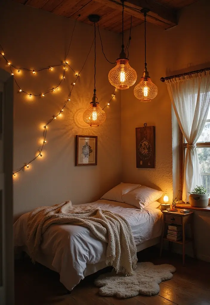 25 Bohemian Slaapkamer Ideas You’ll Want to Copy 6 25 Bohemian Slaapkamer Ideas You’ll Want to Copy - 6. Sustainable Lighting Options