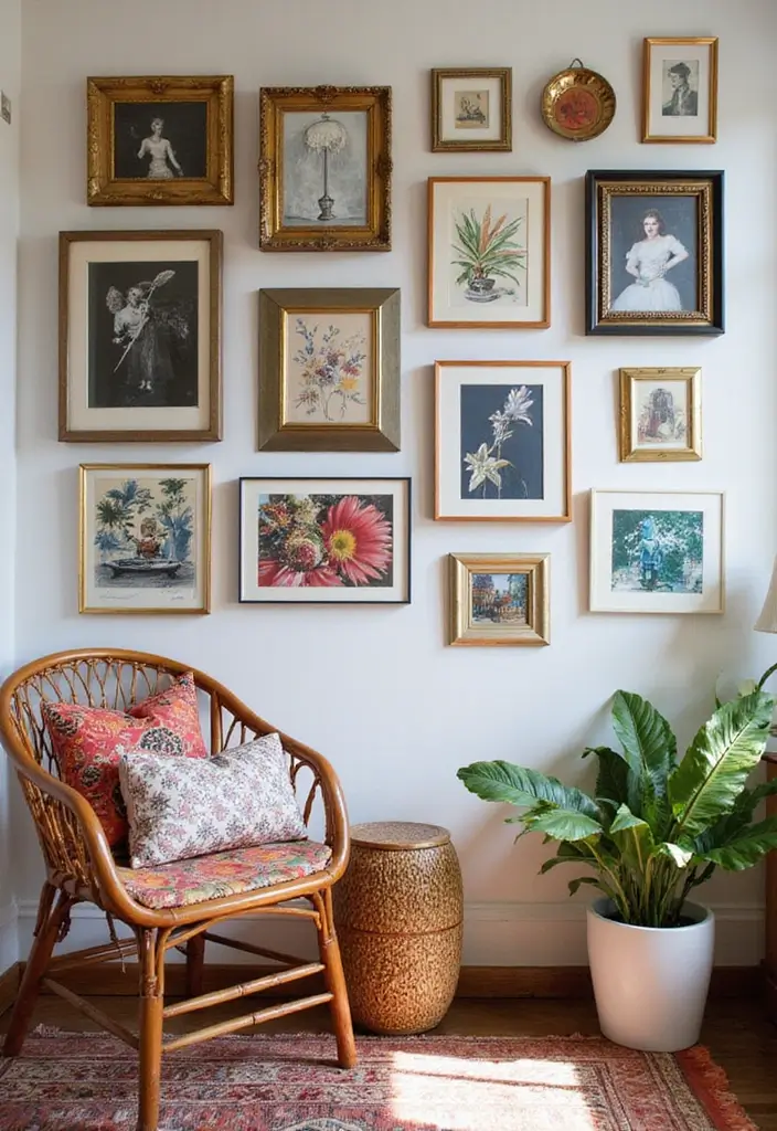 25 Bohemian Studio Apartment Inspirations That Work 11 25 Bohemian Studio Apartment Inspirations That Work - 11. Artistic Gallery Walls