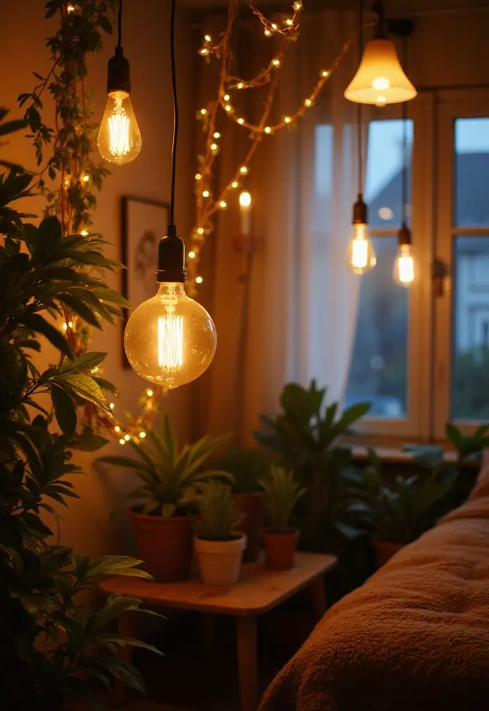 25 Bohemian Studio Apartment Inspirations That Work 19 25 Bohemian Studio Apartment Inspirations That Work - 19. Warm Lighting Fixtures