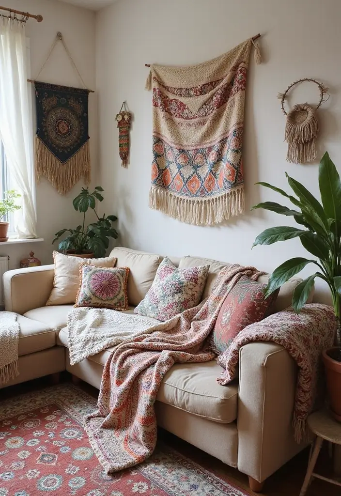 25 Bohemian Studio Apartment Inspirations That Work 9 25 Bohemian Studio Apartment Inspirations That Work - 9. Boho-Chic Textiles