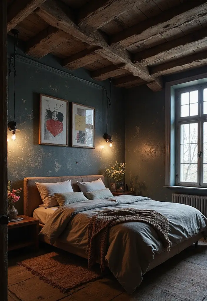 25 Dark Bohemian Bedroom Ideas for Moody Aesthetics 11 25 Dark Bohemian Bedroom Ideas for Moody Aesthetics - 11. Textured Ceiling