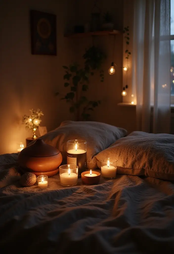 25 Dark Bohemian Bedroom Ideas for Moody Aesthetics 22 25 Dark Bohemian Bedroom Ideas for Moody Aesthetics - 22. Relaxing Aromatherapy