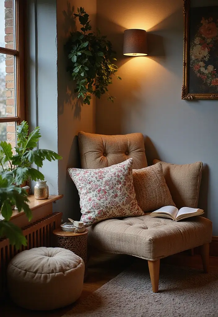 25 Dark Bohemian Decor Ideas for a Dramatic Touch 11 25 Dark Bohemian Decor Ideas for a Dramatic Touch - 11. Cozy Reading Nooks
