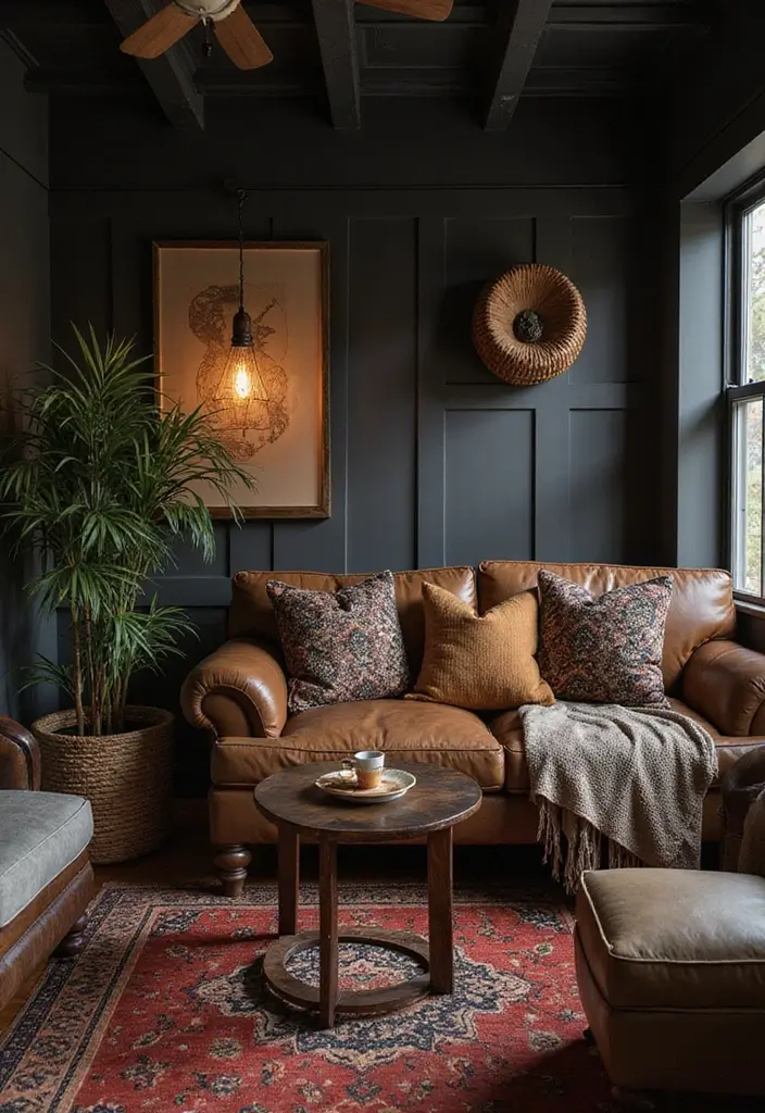 25 Dark Bohemian Decor Ideas for a Dramatic Touch 9 25 Dark Bohemian Decor Ideas for a Dramatic Touch - 9. Dark Wood Accents