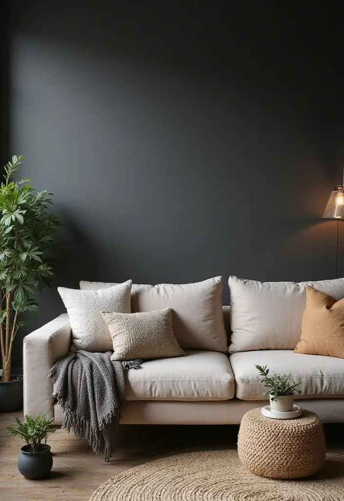 25 Dark Bohemian Living Room Designs That Wow 1 25 Dark Bohemian Living Room Designs That Wow - 1. Enveloped in Deep Charcoal