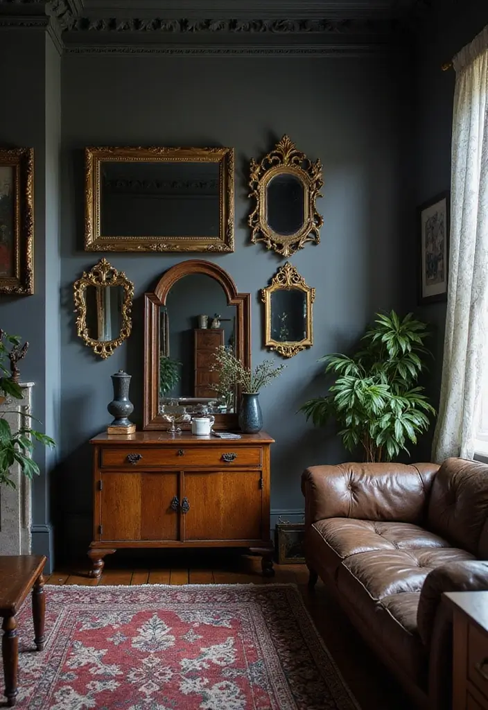 25 Dark Bohemian Living Room Designs That Wow 10 25 Dark Bohemian Living Room Designs That Wow - 10. The Magic of Mirrors