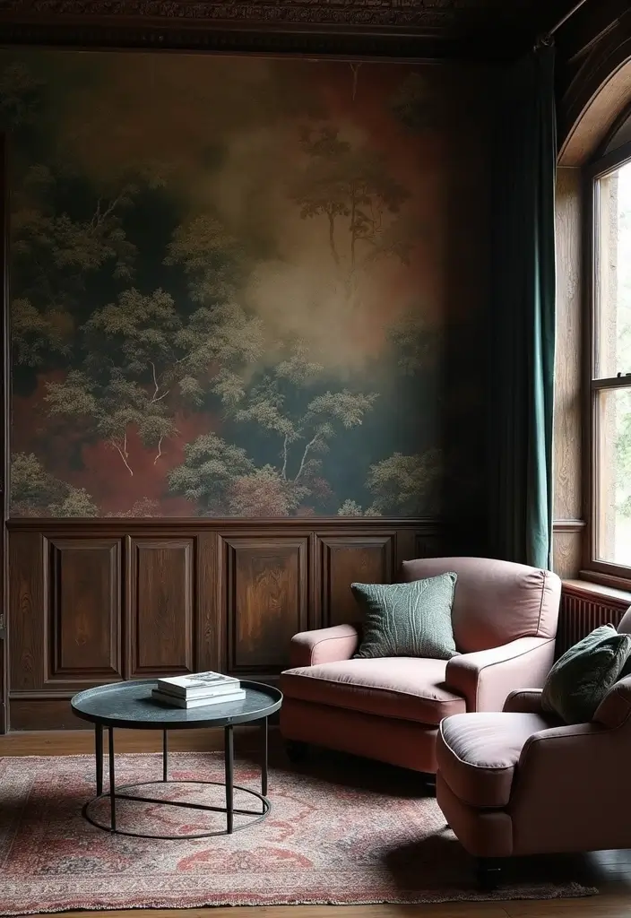 25 Dark Bohemian Living Room Designs That Wow 17 25 Dark Bohemian Living Room Designs That Wow - 17. Layered Wall Treatments