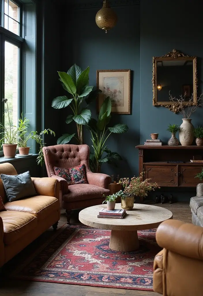 25 Dark Bohemian Living Room Designs That Wow 25 25 Dark Bohemian Living Room Designs That Wow - 25. A Harmonious Blend of Elements