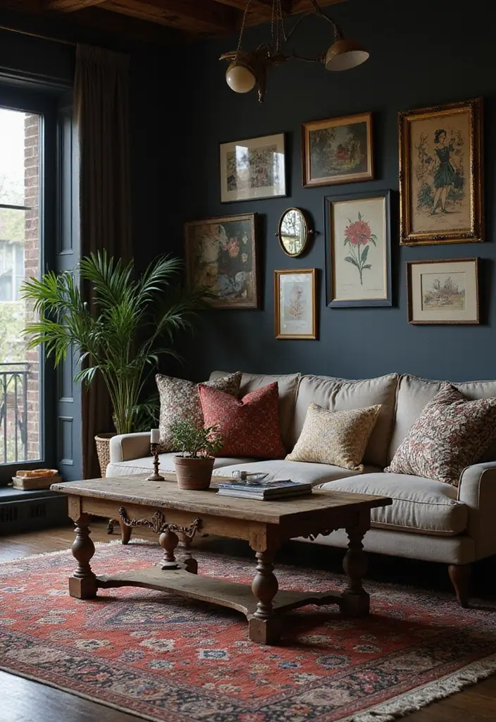 25 Dark Bohemian Living Room Designs That Wow 3 25 Dark Bohemian Living Room Designs That Wow - 3. Vintage Meets Modern