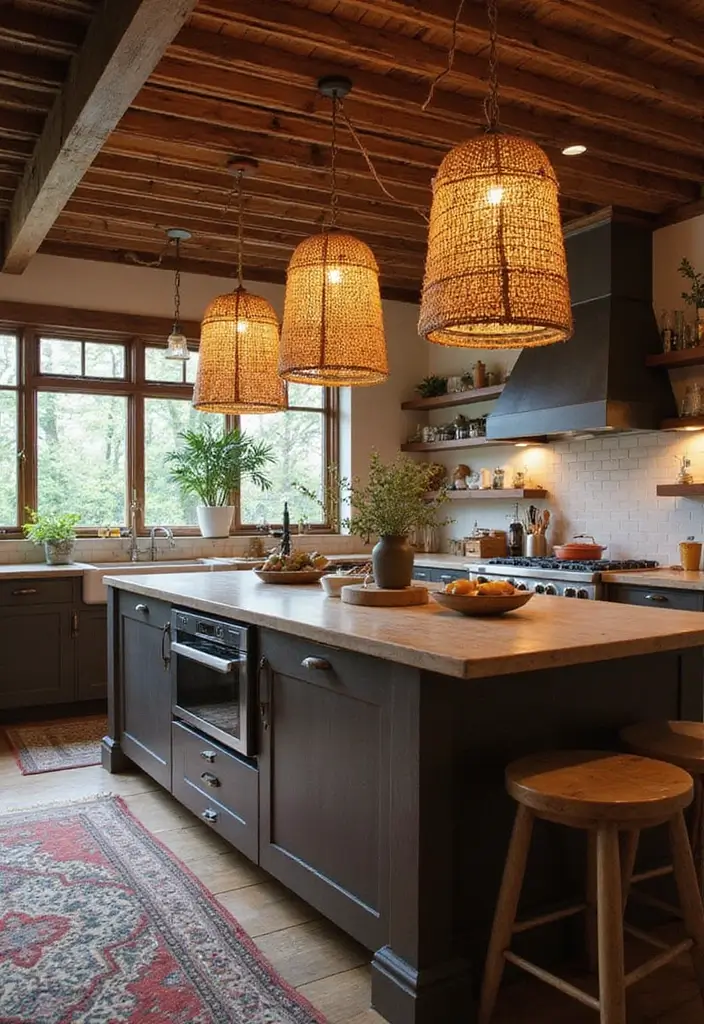 25 Kitchen Bohemian Decor Ideas You’ll Fall in Love With 17 25 Kitchen Bohemian Decor Ideas You’ll Fall in Love With - 17. Statement Lighting Fixtures