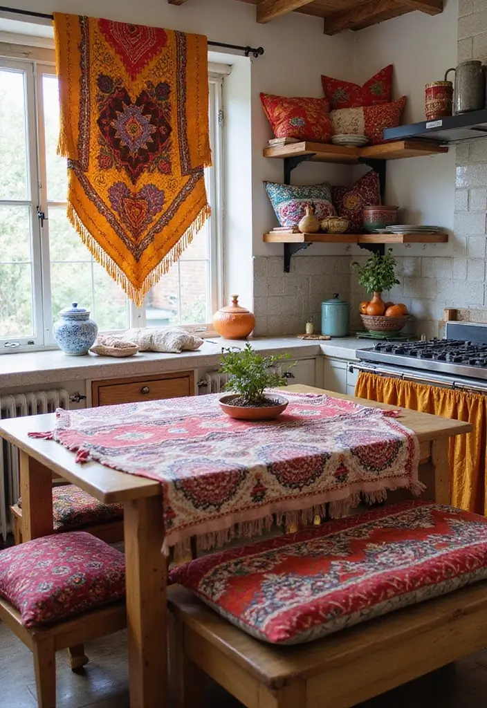 25 Kitchen Bohemian Decor Ideas You’ll Fall in Love With 6 25 Kitchen Bohemian Decor Ideas You’ll Fall in Love With - 6. Boho Chic Textiles