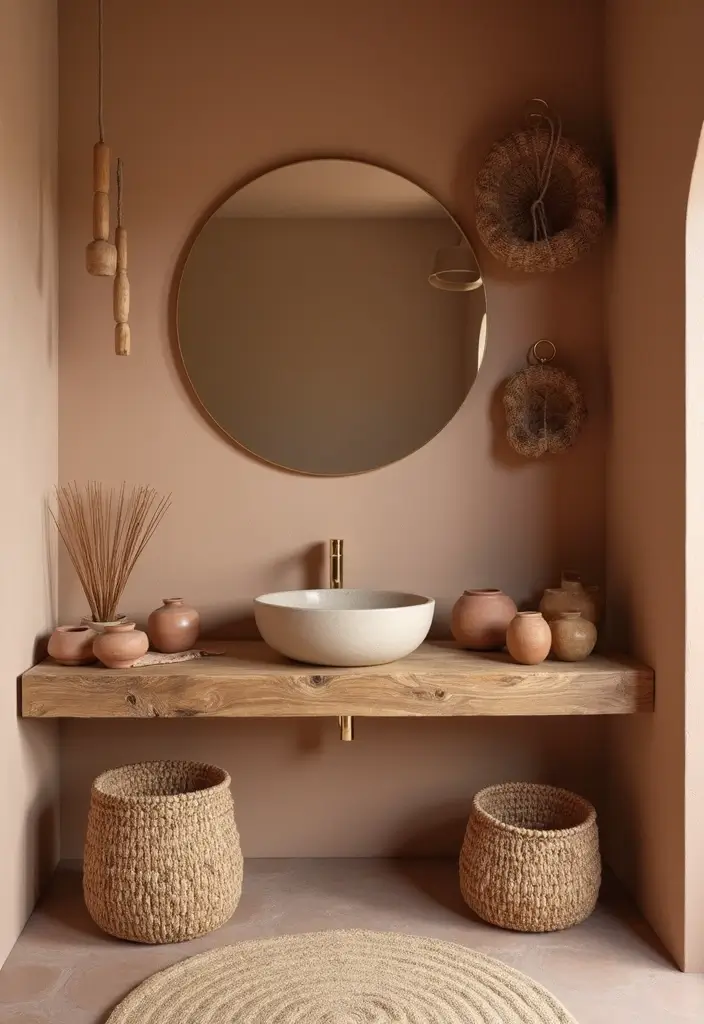 25 Small Bathroom Bohemian Decor Ideas That Maximize Style 1 25 Small Bathroom Bohemian Decor Ideas That Maximize Style - 1. Embrace Earthy Tones