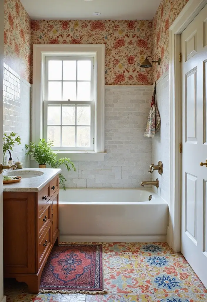 25 Small Bathroom Bohemian Decor Ideas That Maximize Style 14 25 Small Bathroom Bohemian Decor Ideas That Maximize Style - 14. Colorful Floor Options
