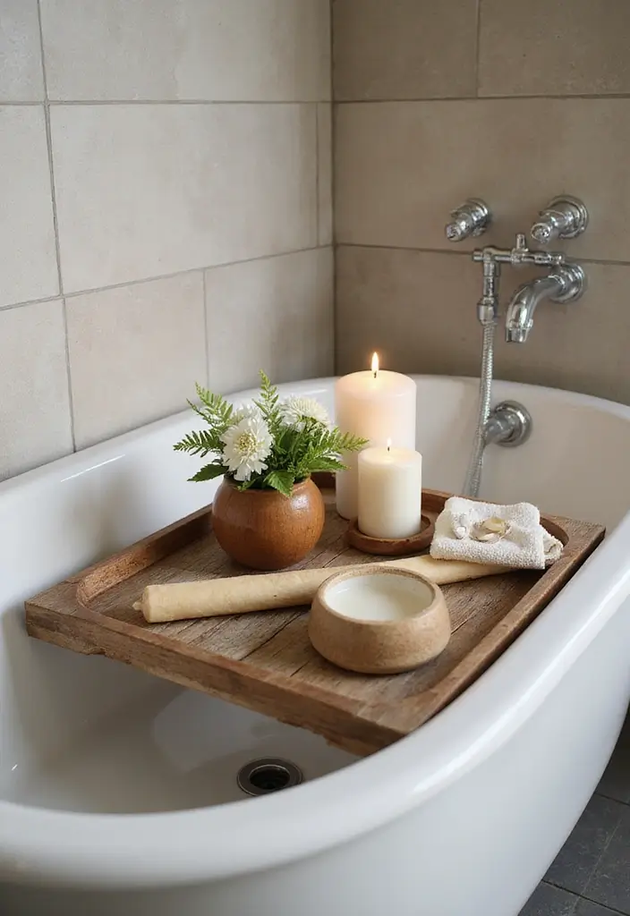 25 Small Bathroom Bohemian Decor Ideas That Maximize Style 15 25 Small Bathroom Bohemian Decor Ideas That Maximize Style - 15. Decorative Bath Tray