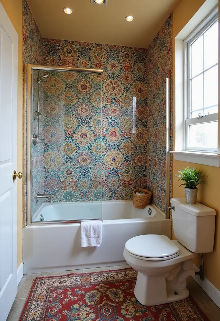 25 Small Bathroom Bohemian Decor Ideas That Maximize Style 19 25 Small Bathroom Bohemian Decor Ideas That Maximize Style - 19. Colorful Shower Tiles