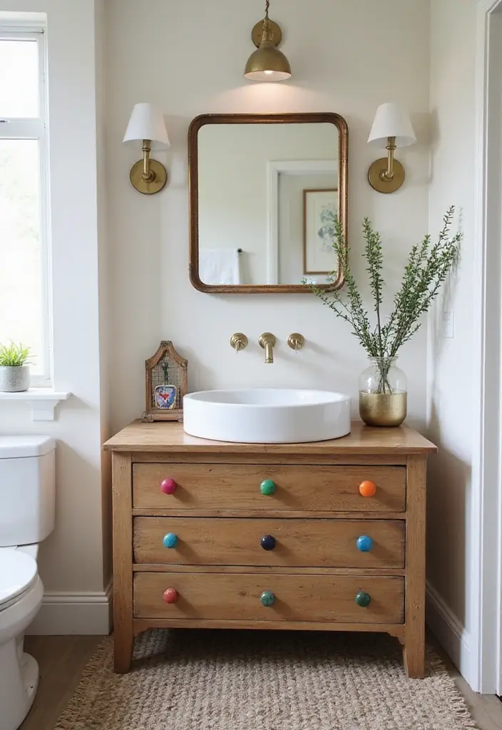 25 Small Bathroom Bohemian Decor Ideas That Maximize Style 20 25 Small Bathroom Bohemian Decor Ideas That Maximize Style - 20. Upcycled Furniture