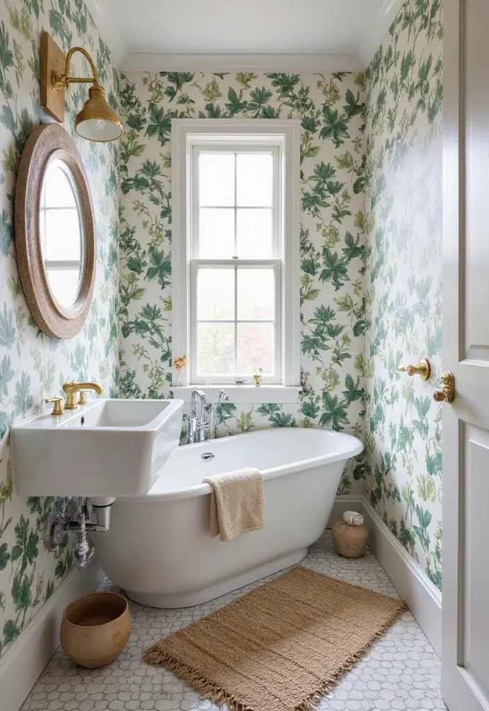 25 Small Bathroom Bohemian Decor Ideas That Maximize Style 21 25 Small Bathroom Bohemian Decor Ideas That Maximize Style - 21. Playful Wallpaper