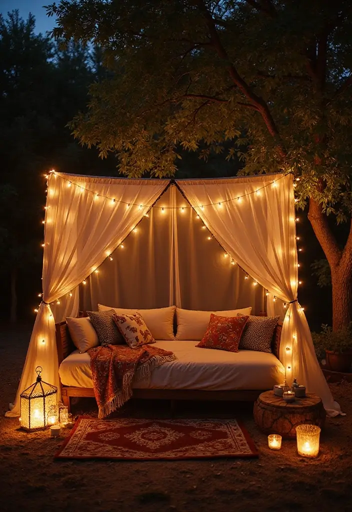 26 Bohemian Daybed Ideas That Feel Cozy and Inviting 10 26 Bohemian Daybed Ideas That Feel Cozy and Inviting - 10. Ambient Lighting for a Warm Glow