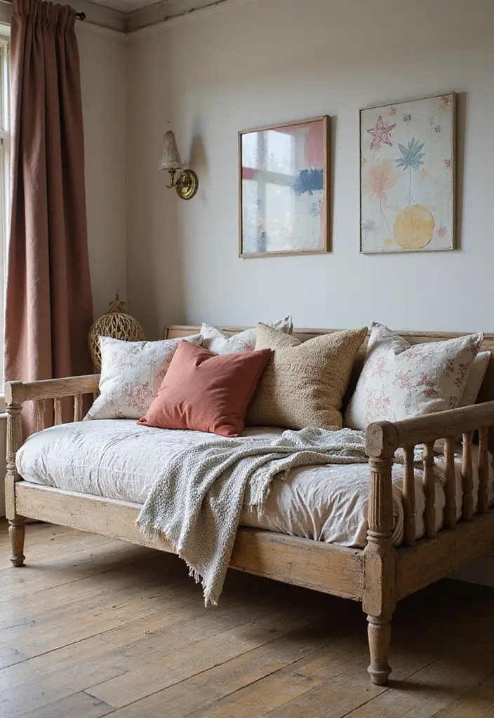 26 Bohemian Daybed Ideas That Feel Cozy and Inviting 13 26 Bohemian Daybed Ideas That Feel Cozy and Inviting - 13. Opt for a Vintage Daybed Frame