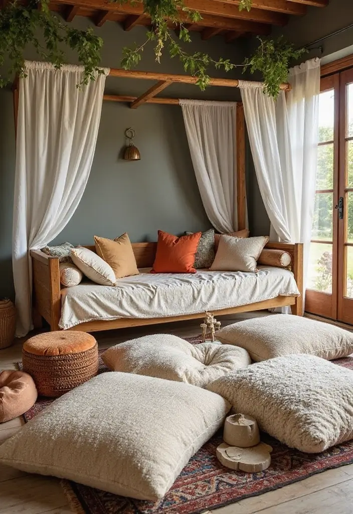 26 Bohemian Daybed Ideas That Feel Cozy and Inviting 14 26 Bohemian Daybed Ideas That Feel Cozy and Inviting - 14. Enhance with Plush Seating