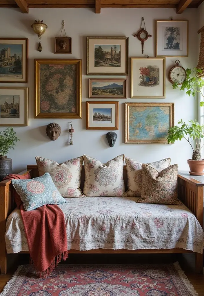 26 Bohemian Daybed Ideas That Feel Cozy and Inviting 21 26 Bohemian Daybed Ideas That Feel Cozy and Inviting - 21. Personal Touches with Travel Souvenirs