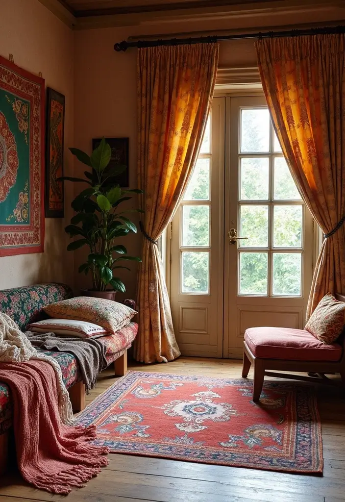 26 Bohemian Entryway Ideas That Make a First Impression - 14. Layered Textiles