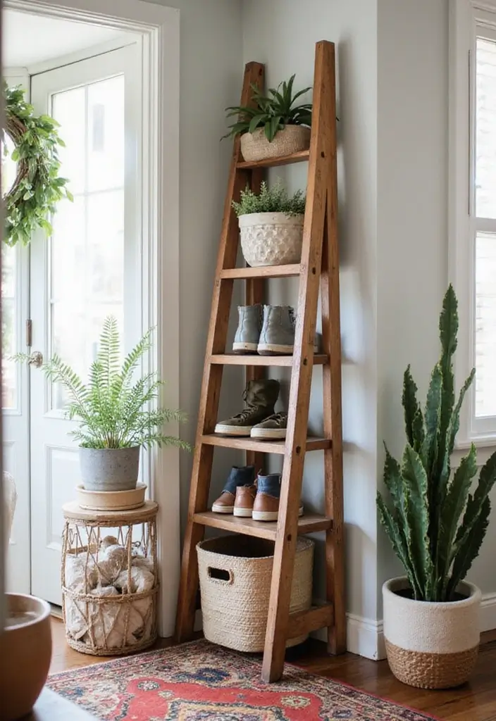 26 Bohemian Entryway Ideas That Make a First Impression - 15. Creative Shoe Storage
