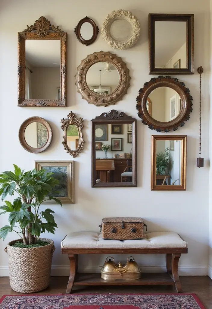 26 Bohemian Entryway Ideas That Make a First Impression - 2. Vintage Mirrors