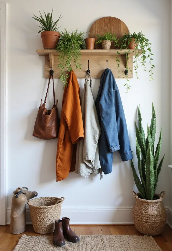 26 Bohemian Entryway Ideas That Make a First Impression - 20. Artistic Wall Hooks
