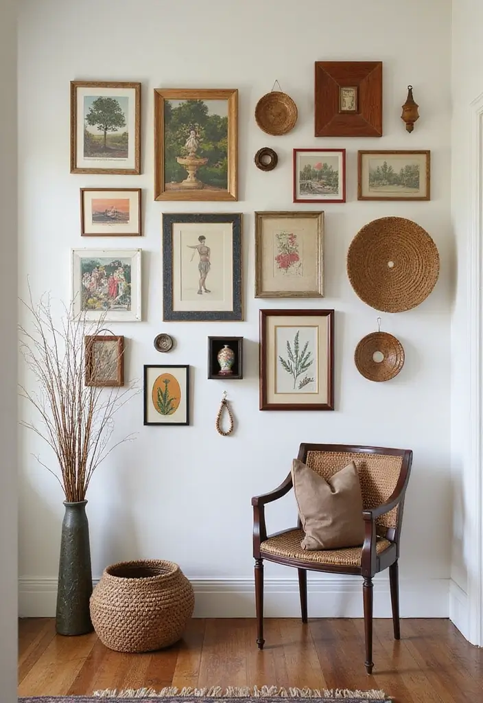 26 Bohemian Entryway Ideas That Make a First Impression - 6. Eclectic Wall Art