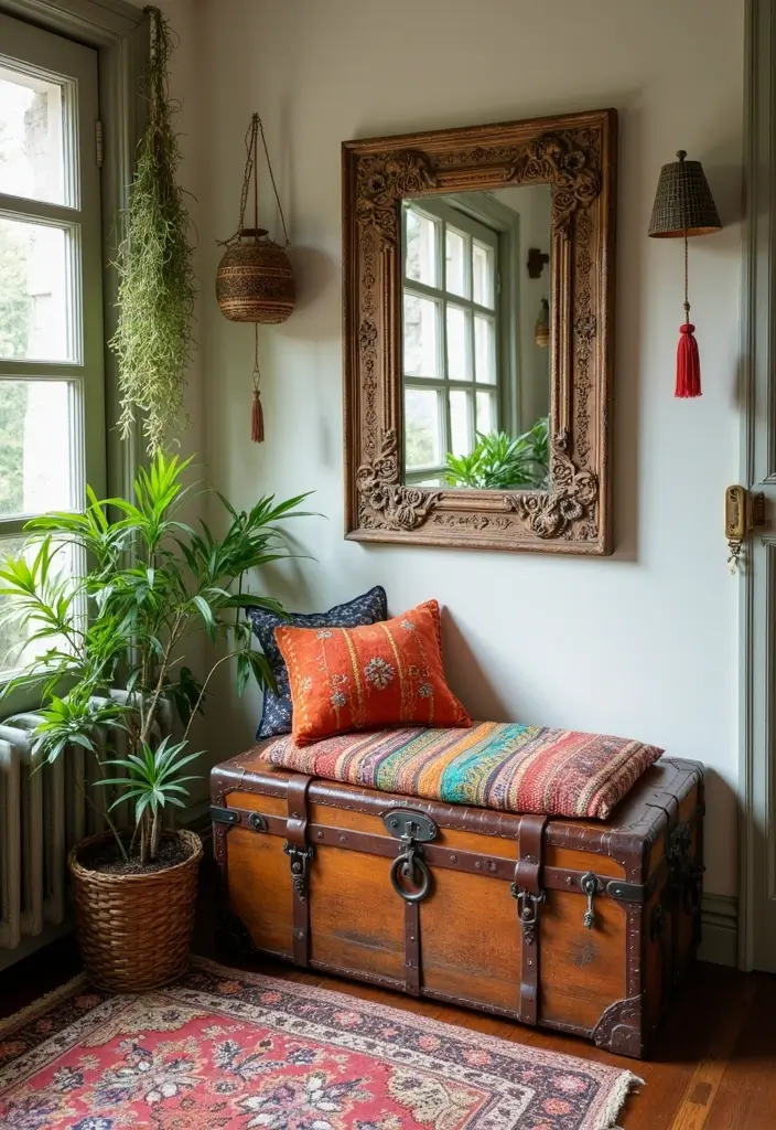 26 Bohemian Entryway Ideas That Make a First Impression - 7. Unique Furniture Pieces
