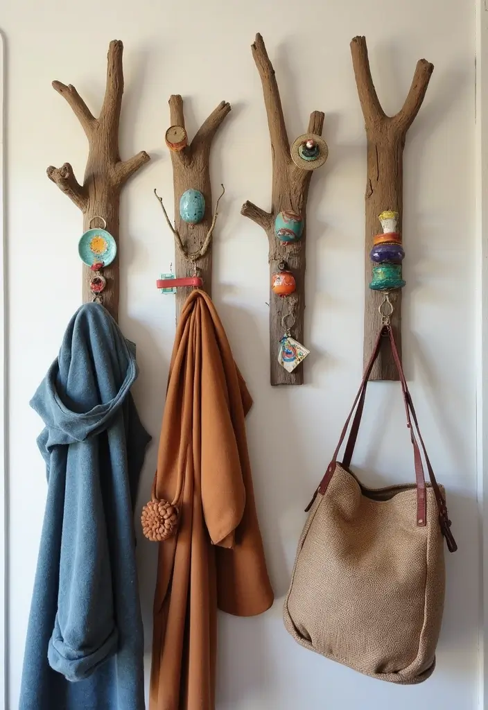 26 Bohemian Entryway Ideas That Make a First Impression - 9. Stylish Hooks and Hangers